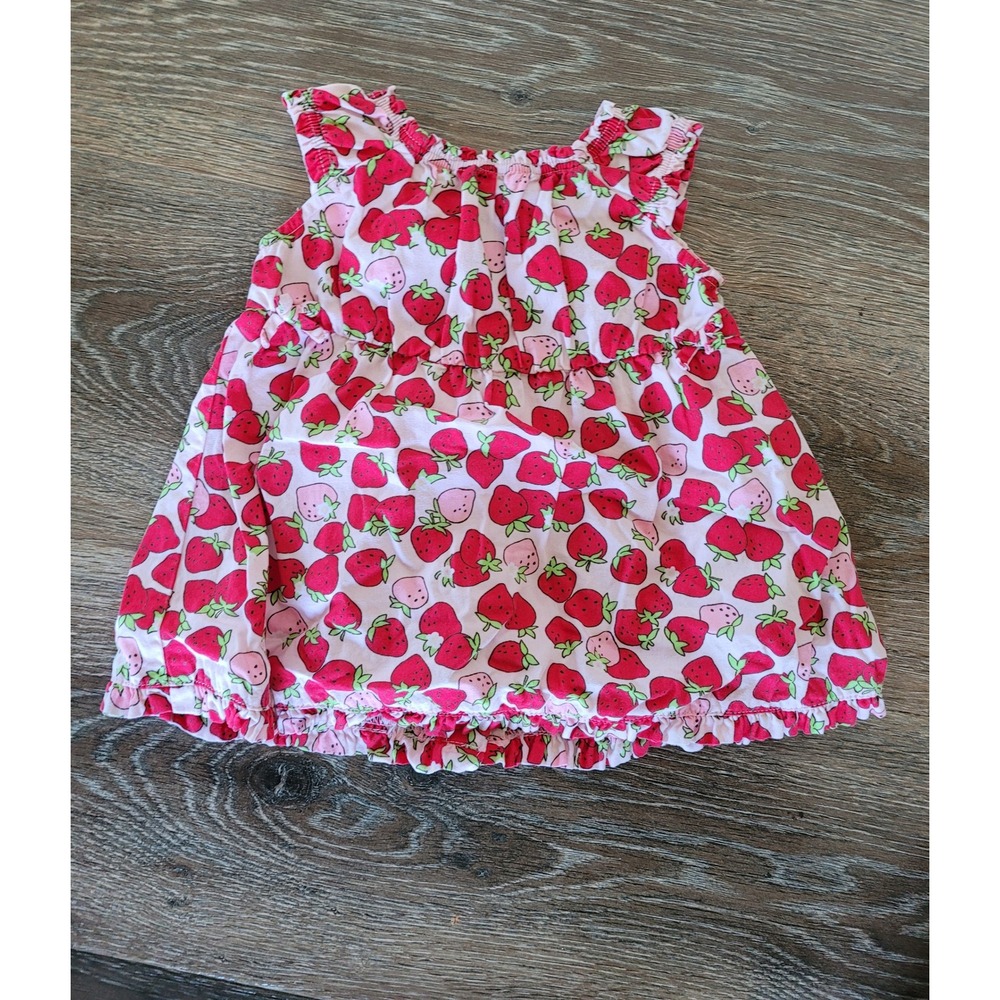 Gymboree Baby Girls Strawberry Print Sleeveless Dress Button Back 0-3 Months #7